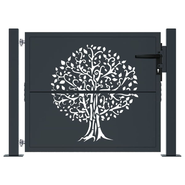 vidaXL Portail de jardin anthracite 100x75 cm acier motif arbre