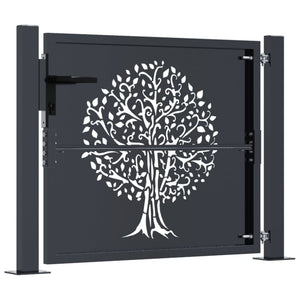 vidaXL Portail de jardin anthracite 100x75 cm acier motif arbre