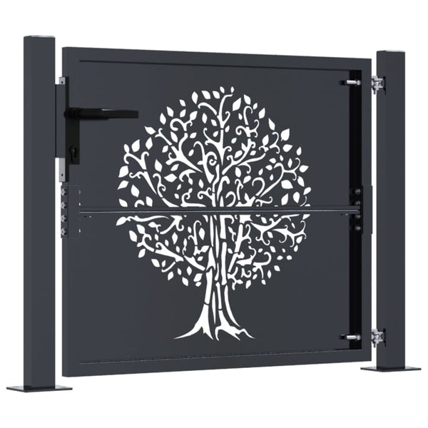 vidaXL Portail de jardin anthracite 100x75 cm acier motif arbre