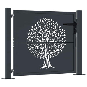 Gartentor Anthrazit 100x100 cm Stahl Baum-Design