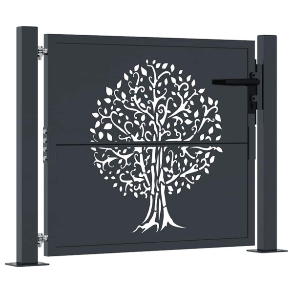 Gartentor Anthrazit 100x100 cm Stahl Baum-Design