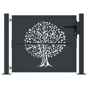 Gartentor Anthrazit 100x100 cm Stahl Baum-Design