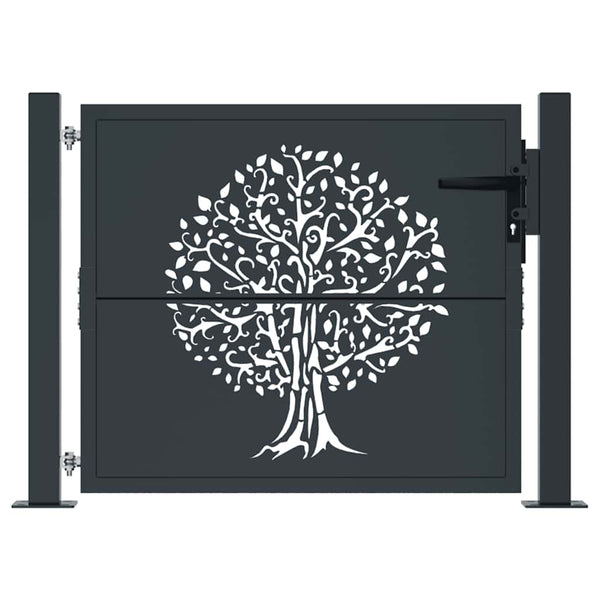 Gartentor Anthrazit 100x100 cm Stahl Baum-Design