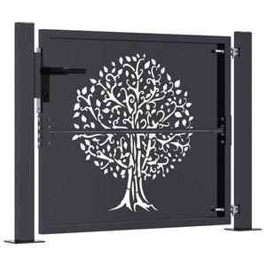 Gartentor Anthrazit 100x100 cm Stahl Baum-Design