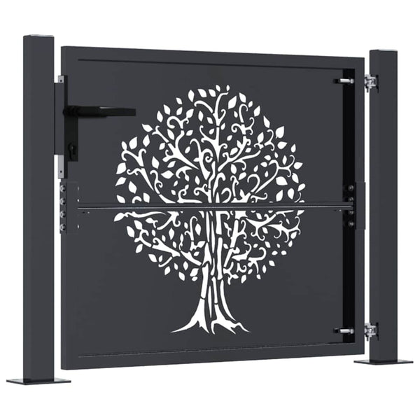 Gartentor Anthrazit 100x100 cm Stahl Baum-Design