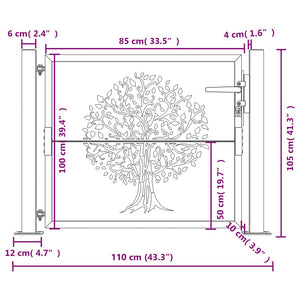 Gartentor Anthrazit 100x100 cm Stahl Baum-Design