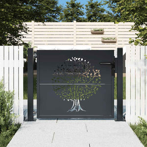 Gartentor Anthrazit 100x100 cm Stahl Baum-Design