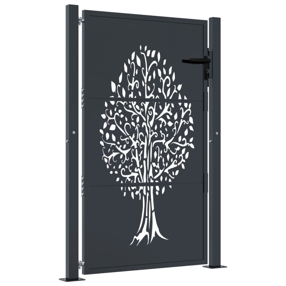 vidaXL Portail de jardin Anthracite 100x125 cm Acier motif arbre