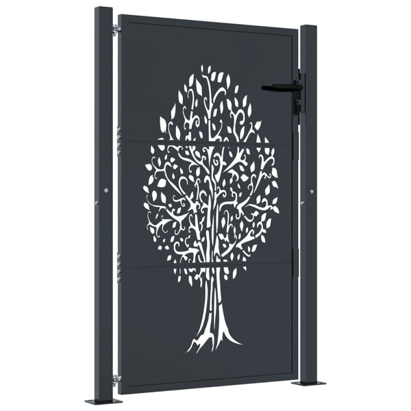 Gartentor Anthrazit 100x125 cm Stahl Baum-Design