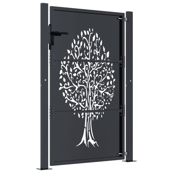 Gartentor Anthrazit 100x125 cm Stahl Baum-Design