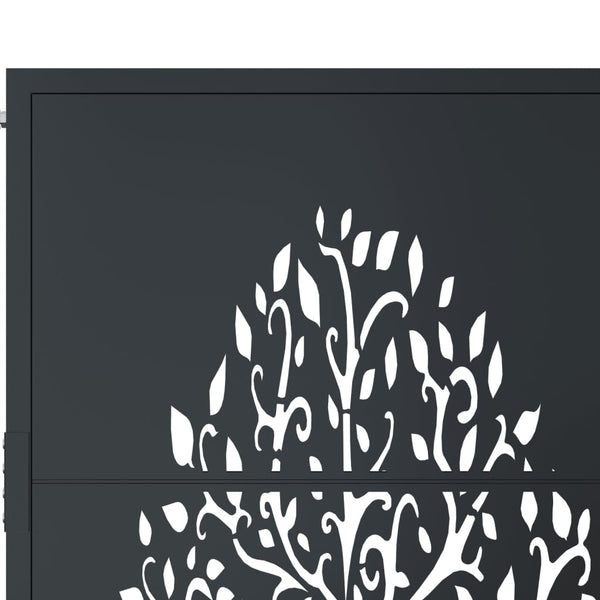 Gartentor Anthrazit 100x125 cm Stahl Baum-Design