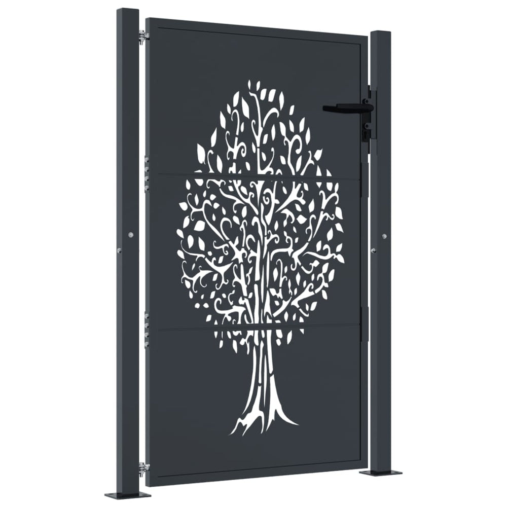 vidaXL Portail de jardin anthracite 100x150 cm acier motif arbre