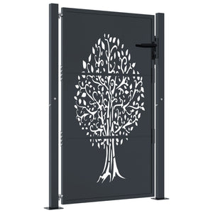 vidaXL Portail de jardin anthracite 100x150 cm acier motif arbre