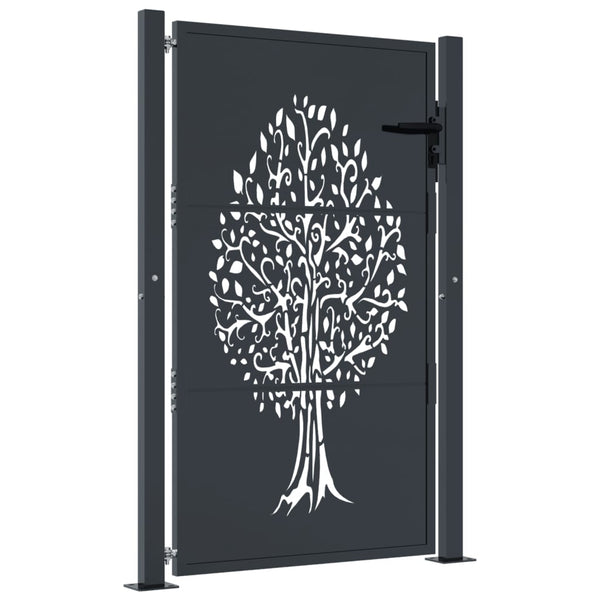 vidaXL Portail de jardin anthracite 100x150 cm acier motif arbre