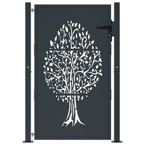 vidaXL Portail de jardin anthracite 100x150 cm acier motif arbre