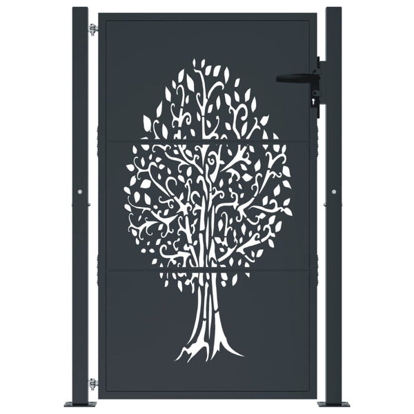 vidaXL Portail de jardin anthracite 100x150 cm acier motif arbre