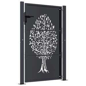 vidaXL Portail de jardin anthracite 100x150 cm acier motif arbre