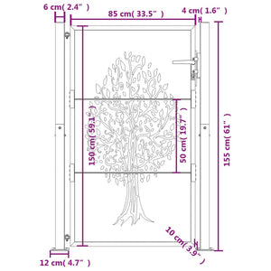 vidaXL Portail de jardin anthracite 100x150 cm acier motif arbre