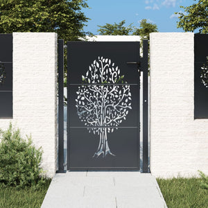 vidaXL Portail de jardin anthracite 100x150 cm acier motif arbre