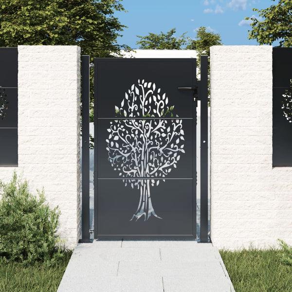 vidaXL Portail de jardin anthracite 100x150 cm acier motif arbre