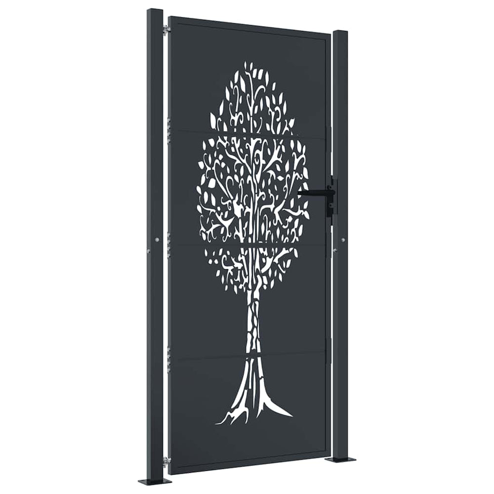 vidaXL Portail de jardin anthracite 100x175 cm Acier motif arbre