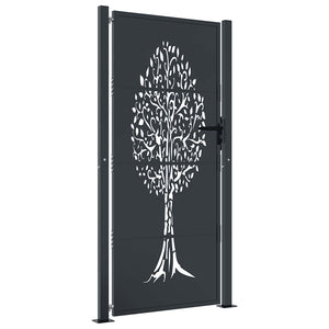 Gartentor Anthrazit 100x175 cm Stahl Baum-Design
