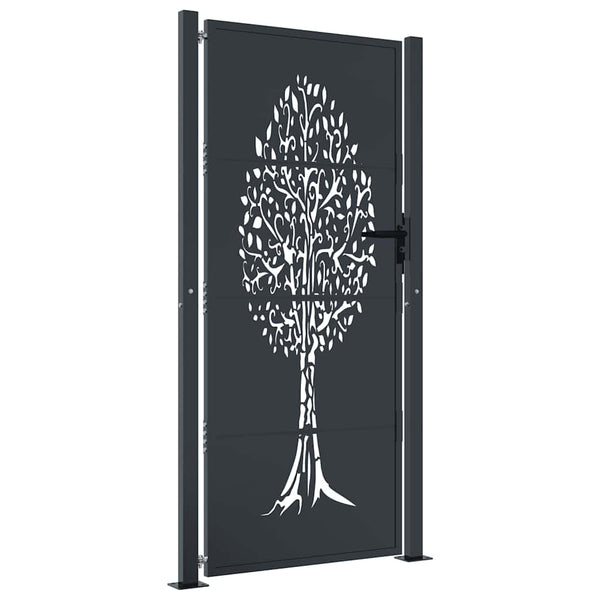 Gartentor Anthrazit 100x175 cm Stahl Baum-Design