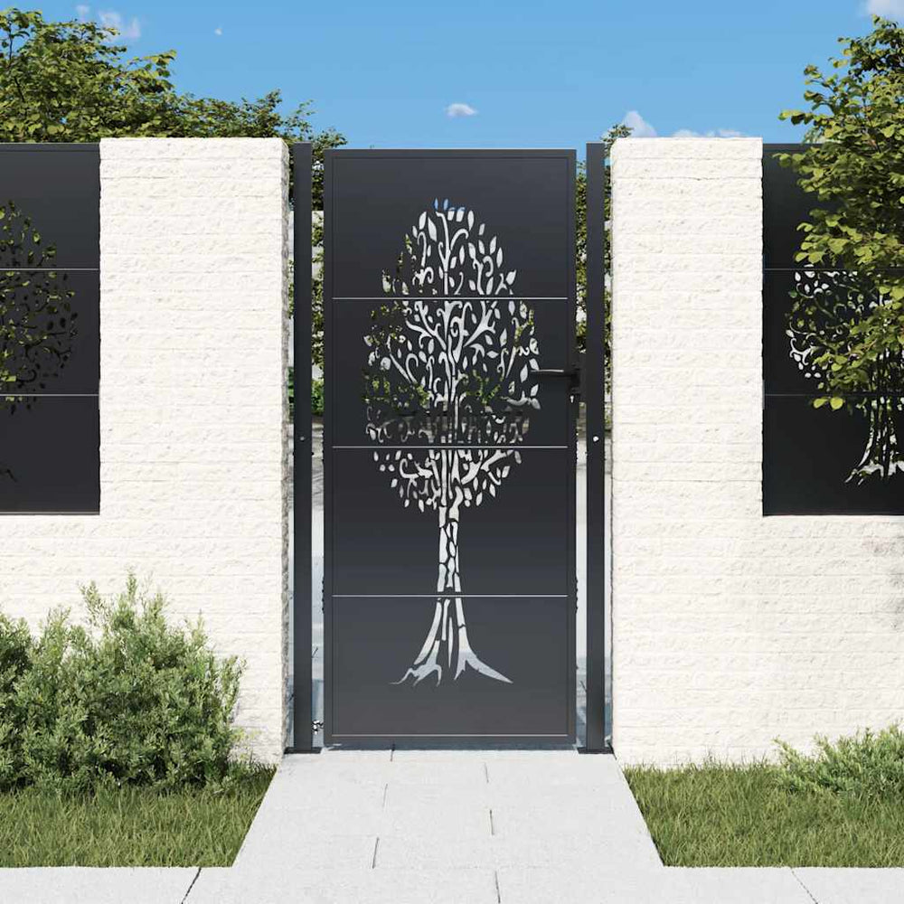 vidaXL Portail de jardin anthracite 100x175 cm Acier motif arbre