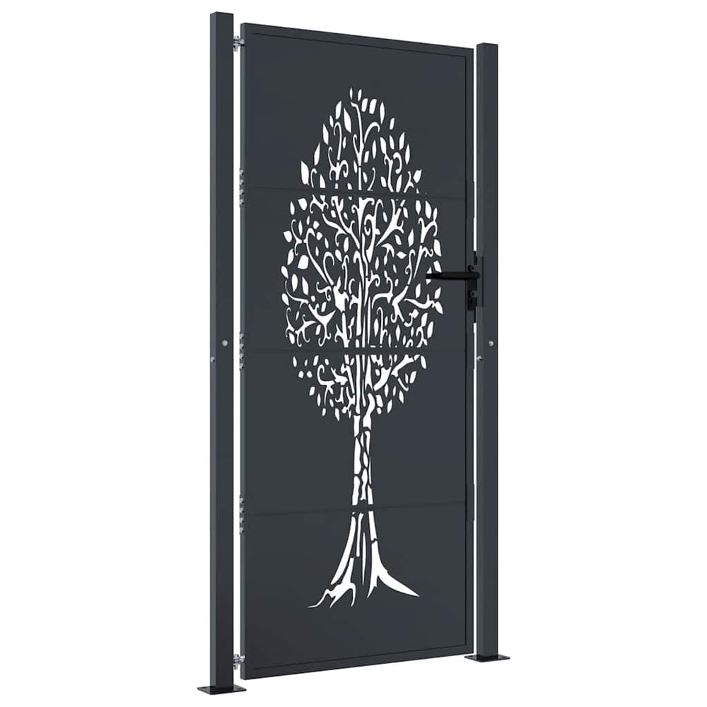 vidaXL Portail de jardin anthracite 100x200 cm acier motif arbre