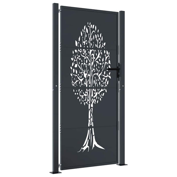 vidaXL Portail de jardin anthracite 100x200 cm acier motif arbre