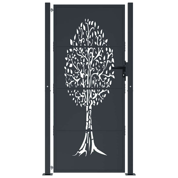 vidaXL Portail de jardin anthracite 100x200 cm acier motif arbre