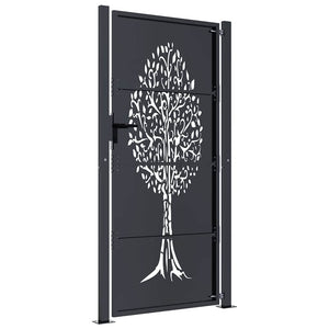 vidaXL Portail de jardin anthracite 100x200 cm acier motif arbre