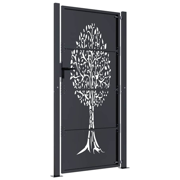 vidaXL Portail de jardin anthracite 100x200 cm acier motif arbre