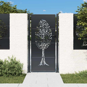 vidaXL Portail de jardin anthracite 100x200 cm acier motif arbre
