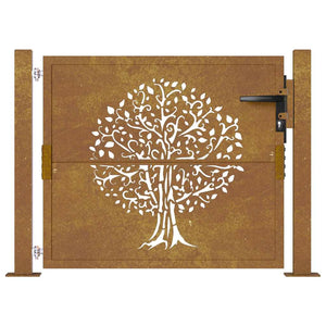 Gartentor 100x75 cm Cortenstahl Baumdesign
