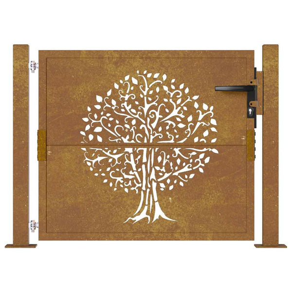 Gartentor 100x75 cm Cortenstahl Baumdesign