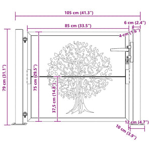 Gartentor 100x75 cm Cortenstahl Baumdesign