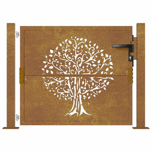 Gartentor 100x100 cm Cortenstahl Baumdesign