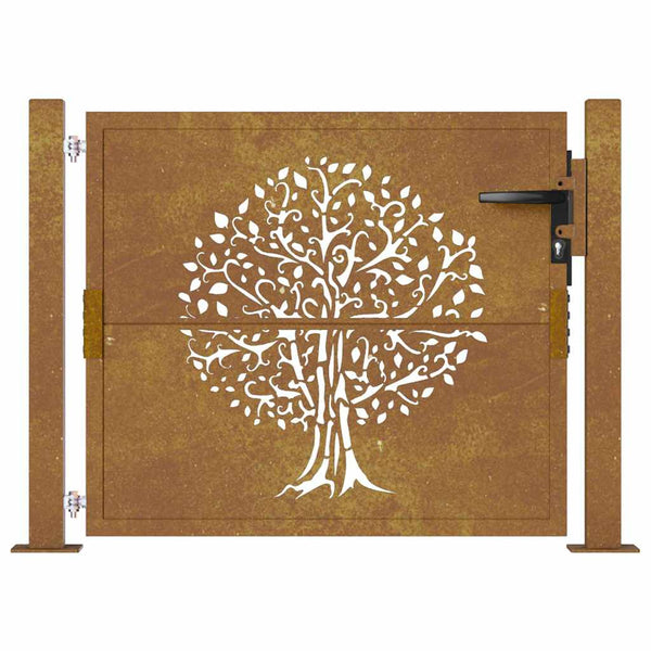 Gartentor 100x100 cm Cortenstahl Baumdesign