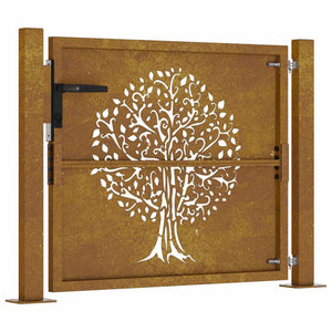 Gartentor 100x100 cm Cortenstahl Baumdesign
