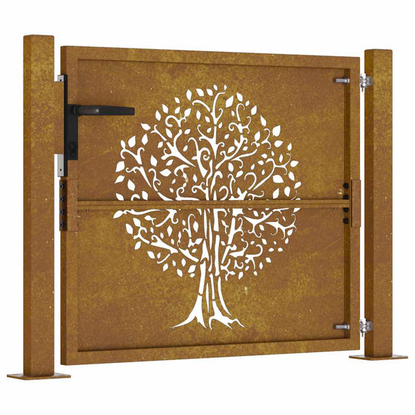 Gartentor 100x100 cm Cortenstahl Baumdesign
