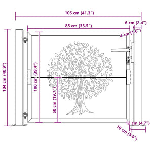 Gartentor 100x100 cm Cortenstahl Baumdesign