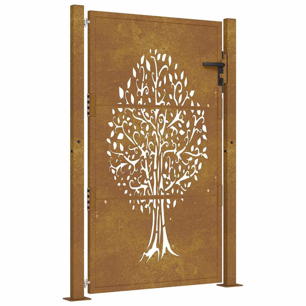 vidaXL Portail de jardin 100x125 cm en acier Corten design arbre