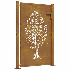 Gartentor 100x125 cm Cortenstahl Baumdesign