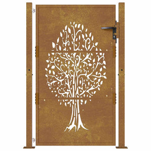 Gartentor 100x125 cm Cortenstahl Baumdesign