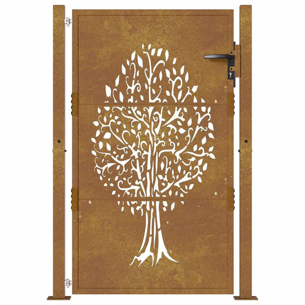 Gartentor 100x125 cm Cortenstahl Baumdesign