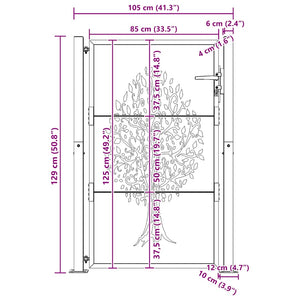 Gartentor 100x125 cm Cortenstahl Baumdesign