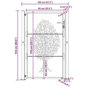 Gartentor 100x150 cm Cortenstahl Baumdesign