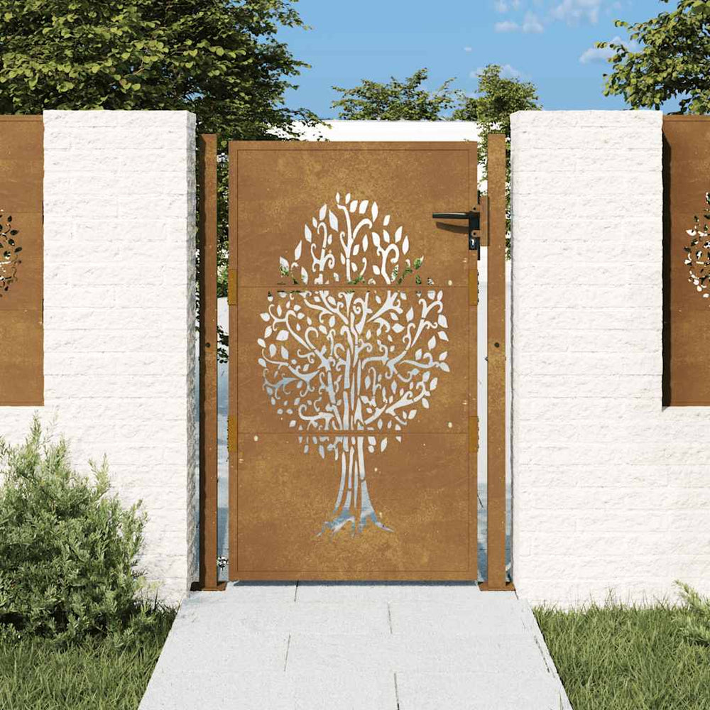 vidaXL Portail de jardin 100x150 cm acier corten motif arbre