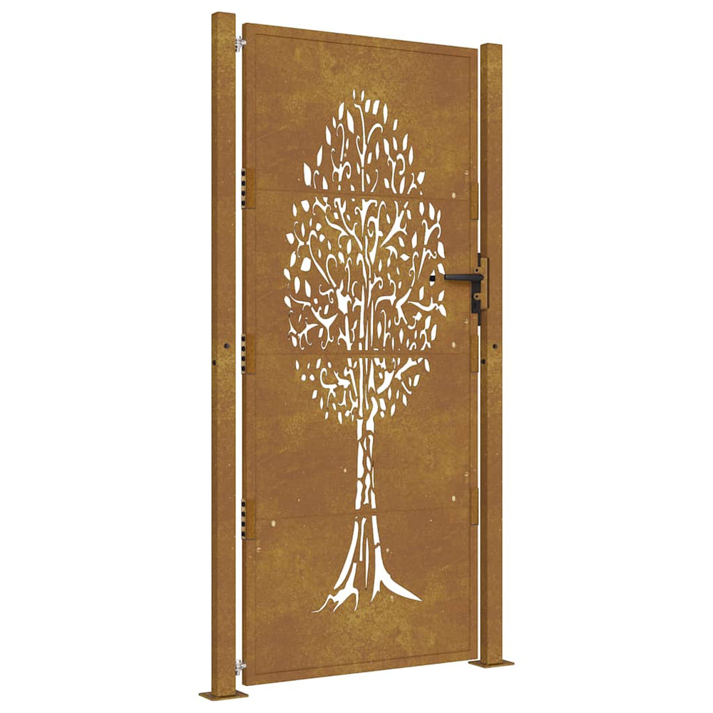 vidaXL Portail de jardin 100x175 cm en acier Corten design arbre